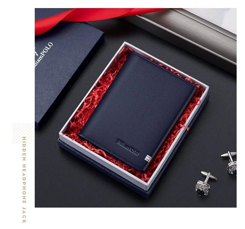 Carteira Porta-cartões em Couro Azul