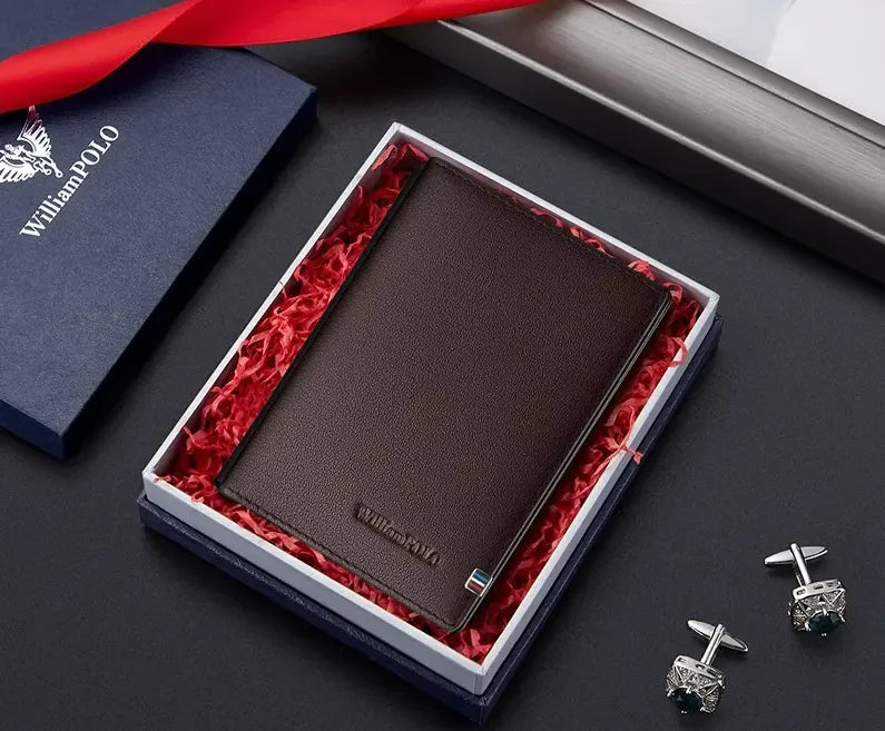 Carteira Porta-cartões em Couro Marrom