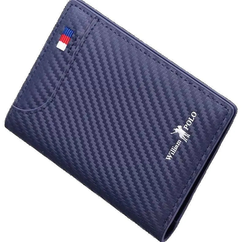 Carteira de Luxo em Couro Azul - Fibra de Carbono
