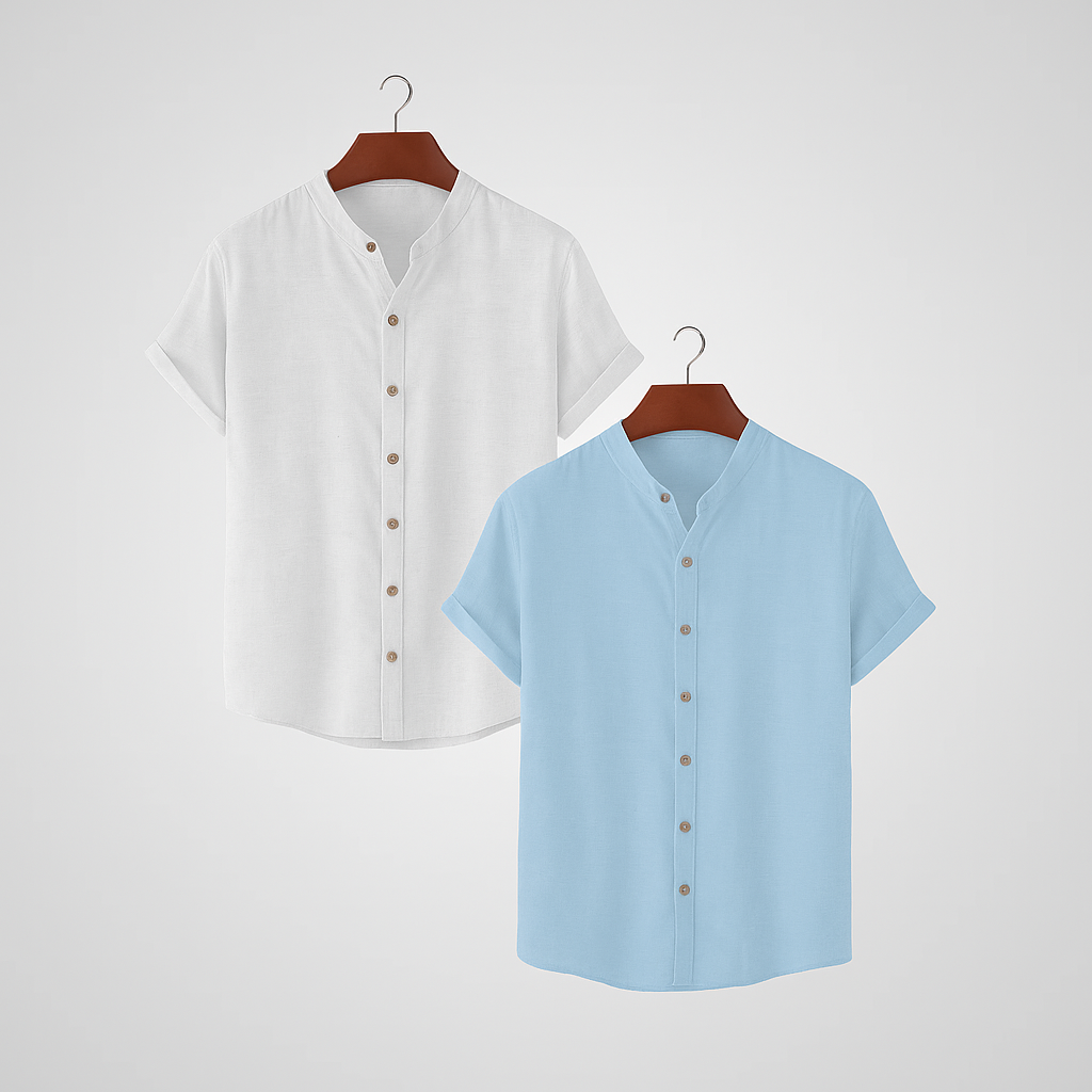 |Kit 2| Camisas Gola Padre em Tecido Premium Anti Amasso.