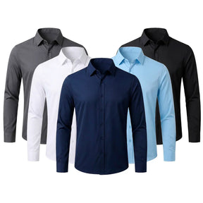 [Leve 5 Pague 3] Camisa Masculina Luxer em Seda Gelo e Manga Longa [Estilo Absoluto]!