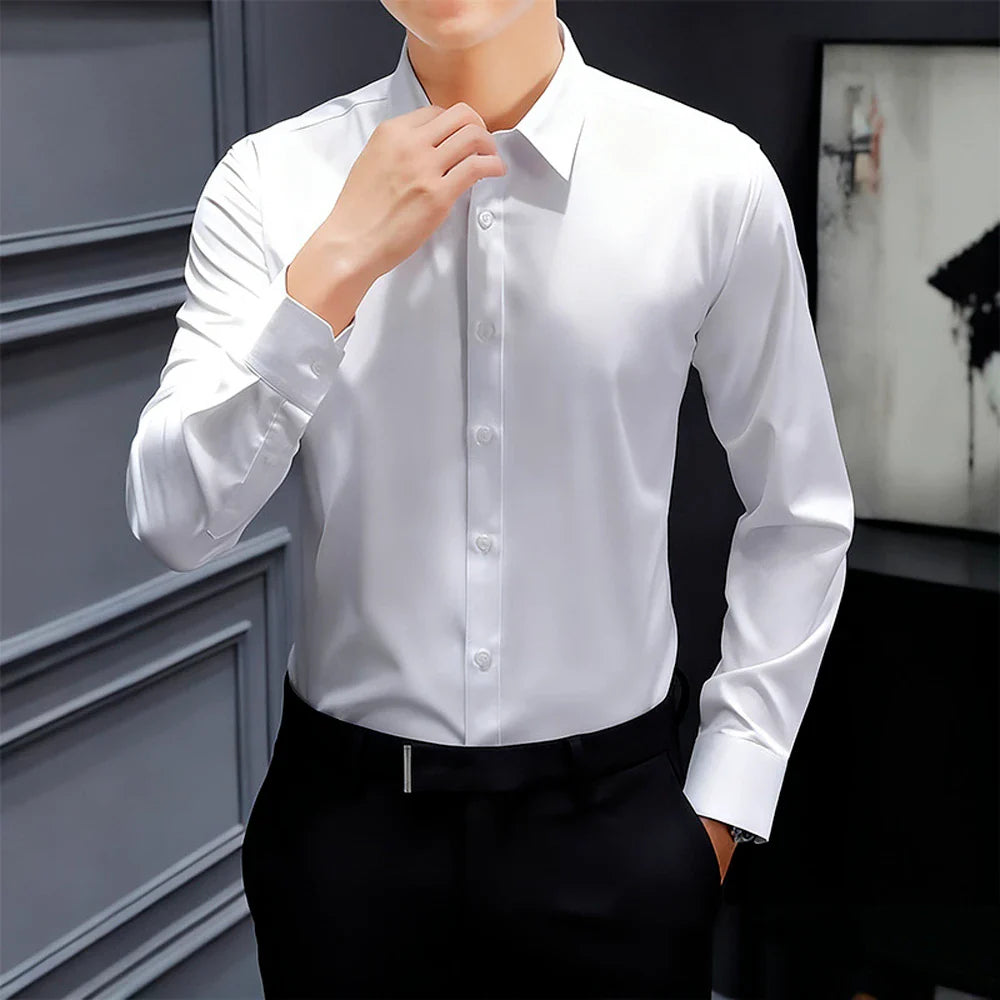 [Leve 5 Pague 3] Camisa Masculina Luxer em Seda Gelo e Manga Longa [Estilo Absoluto]!