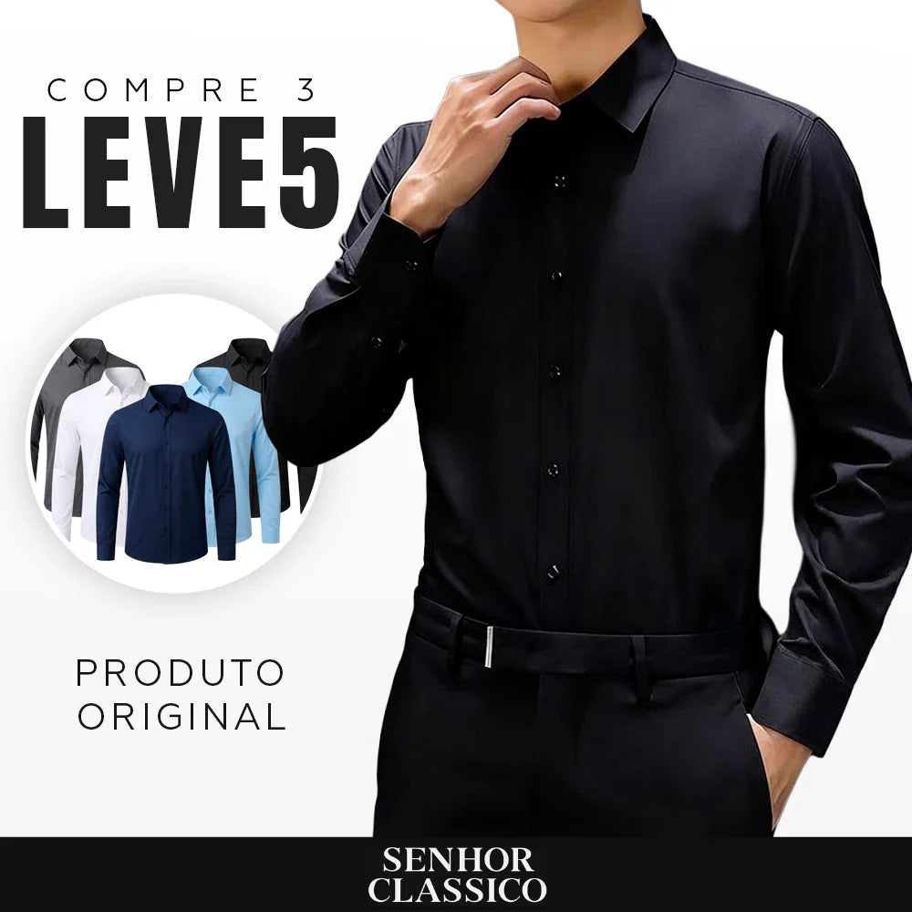 [Leve 5 Pague 3] Camisa Masculina Luxer em Seda Gelo e Manga Longa [Estilo Absoluto]!