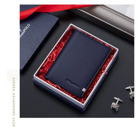 Carteira Porta-cartões em Couro Azul