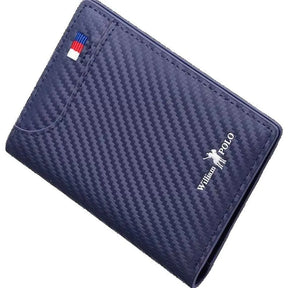 Carteira  de Luxo em Couro Azul - Fibra de Carbono