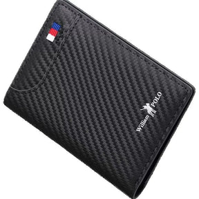 Carteira de Luxo em Couro Preto - Fibra de Carbono