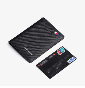 Carteira de Luxo em Couro Preto - Fibra de Carbono