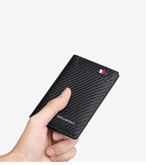 Carteira de Luxo em Couro Preto - Fibra de Carbono