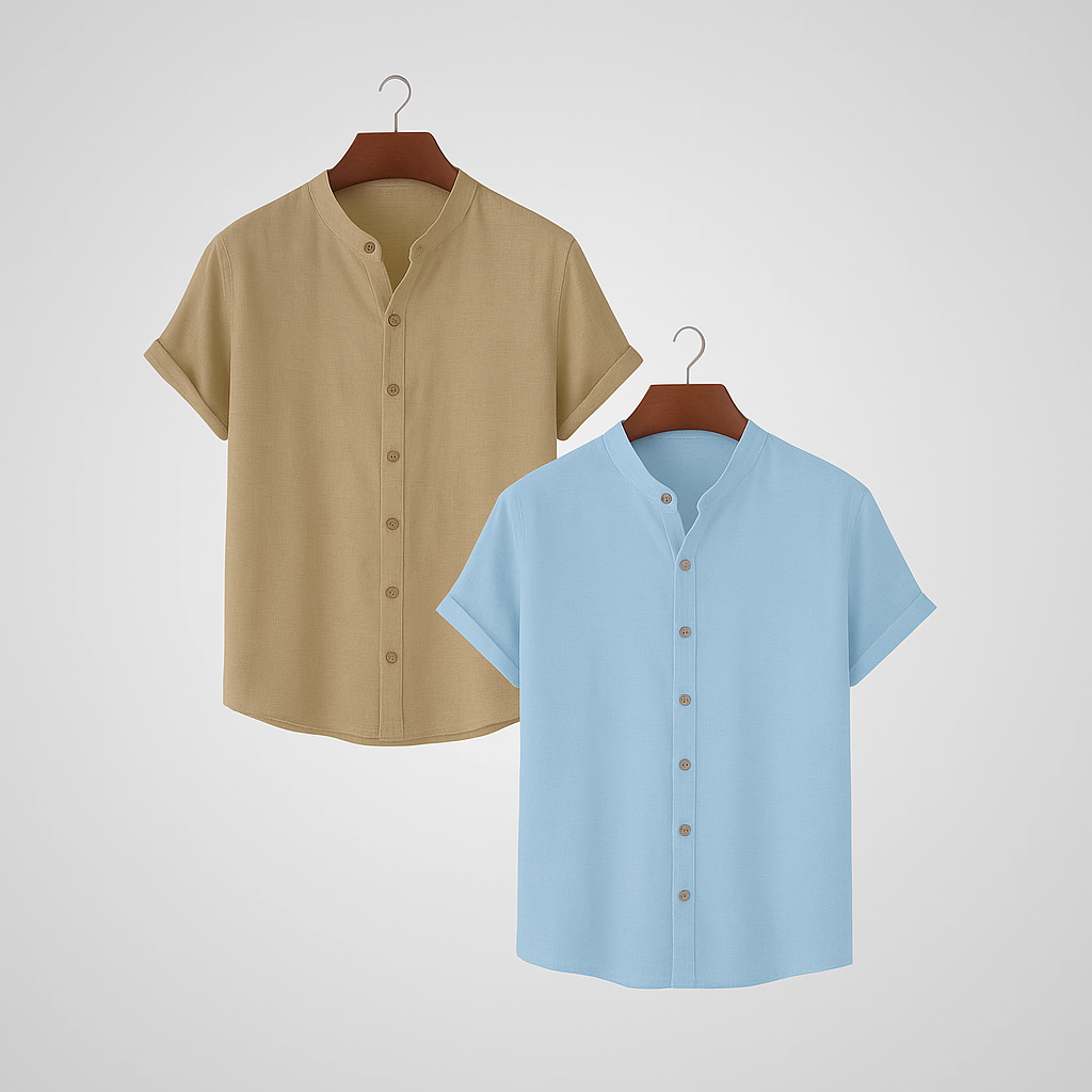 |Kit 2| Camisas Gola Padre em Tecido Premium Anti Amasso.