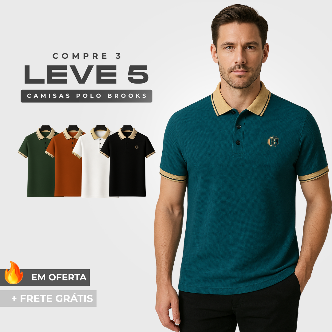 [Compre 3 Leve 5] - Camisa Polo Brooks em Tecido Ice Fresh!